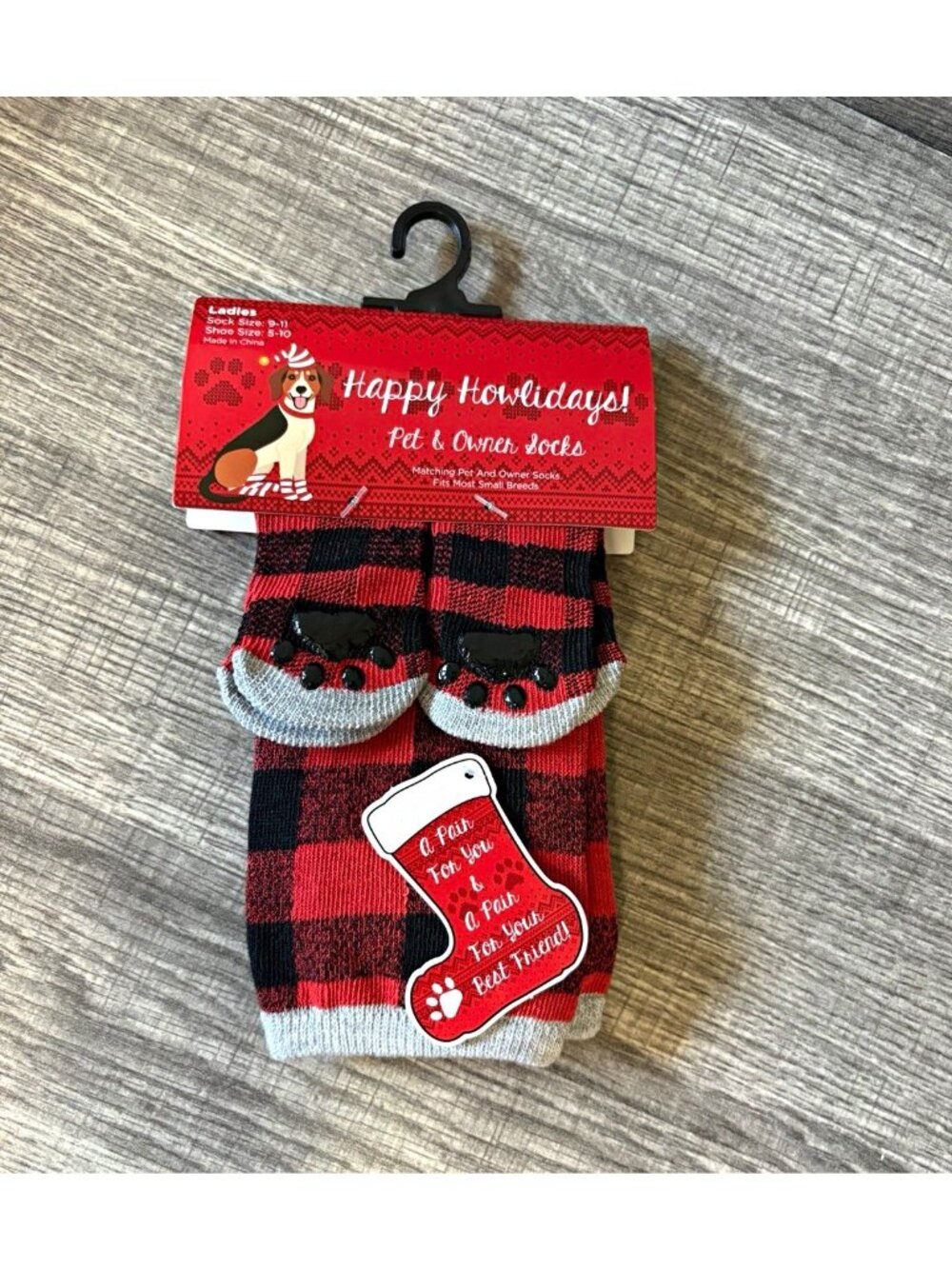 Gina Group Happy Howlidays Dog Plaid Crew Socks Pet & Owner Non-Slip 1 Pair